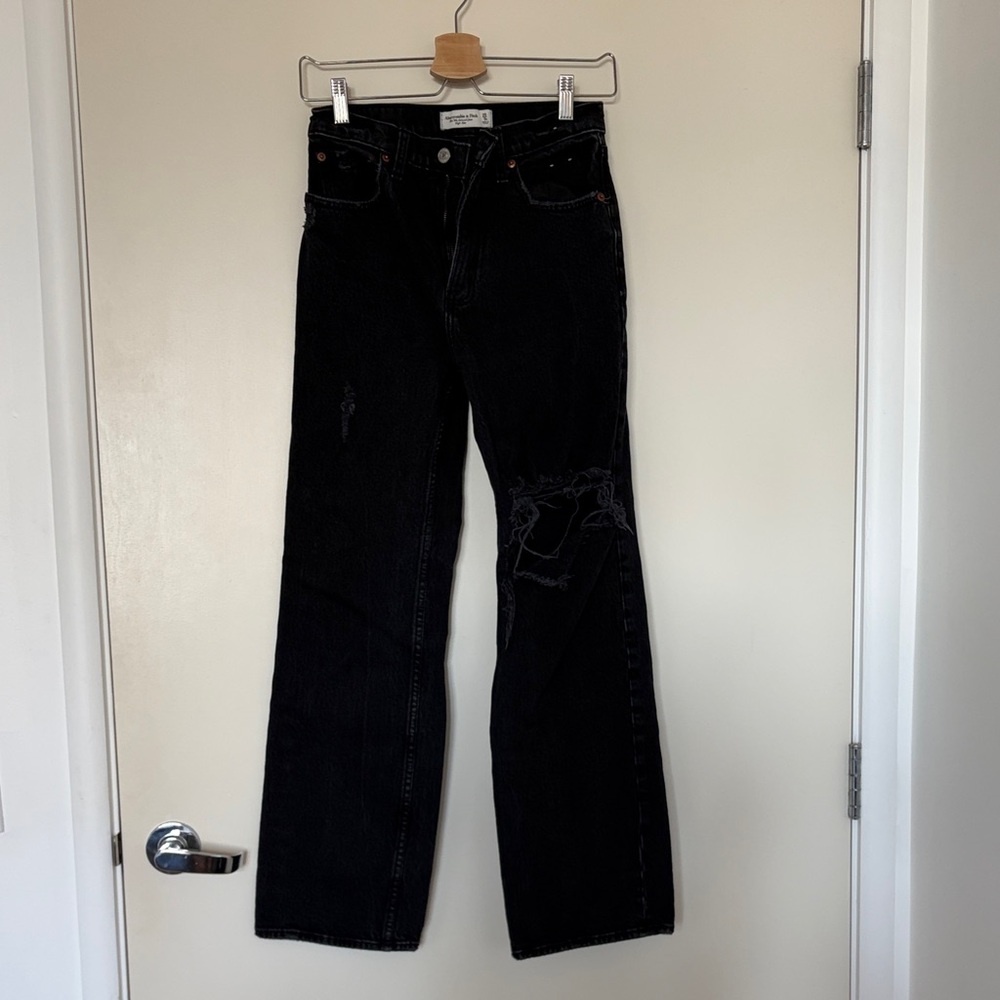 A&F Black Women's Wide-Leg Jeans